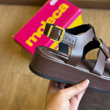 Sandália Moleca Napa Tresse Detalhe Dourado