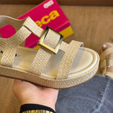 Sandália Moleca Napa Tresse Detalhe Dourado